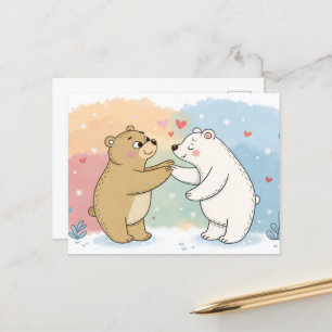 Two Bears One Heart Postcard