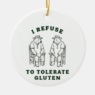 Two Bears Seated Facing Each Other With Humourous  Ceramic Ornament
