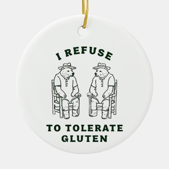 Two Bears Seated Facing Each Other With Humourous  Ceramic Ornament (Front)