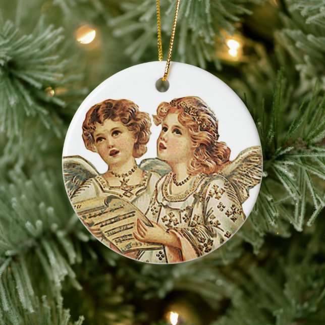 Two Beauthful Angels Ceramic Ornament (Tree)