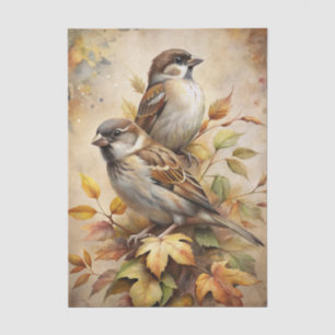Two Beautiful Birds with Autumn or Fall Leaves Tissue Paper