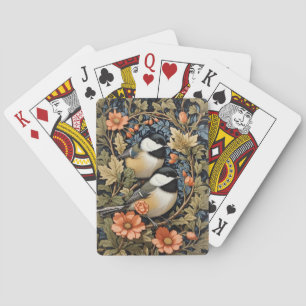 Two Beautiful Black-Capped Chickadees Playing Cards