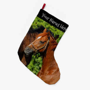 Two Beautiful Chestnut Horses in the Sun Large Christmas Stocking