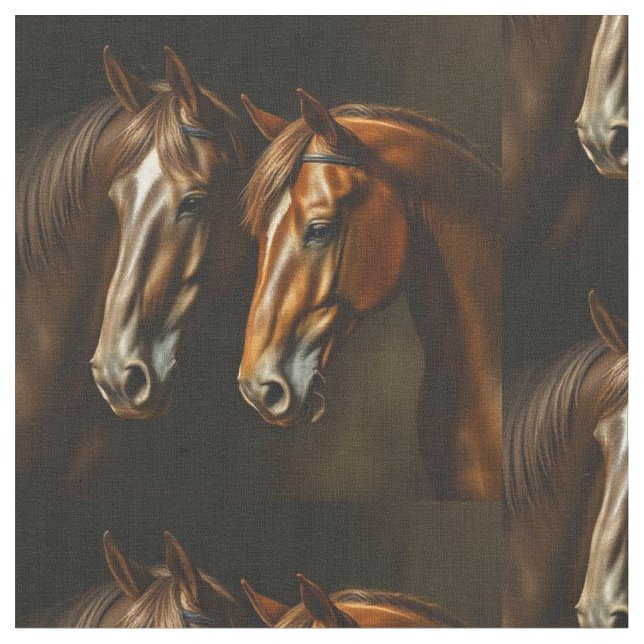 Two Beautiful Horses Cuddling  Fabric (Close Up)