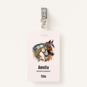 Two Beautiful Horses Western Boho Badge
