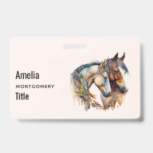 Two Beautiful Horses Western Boho Badge