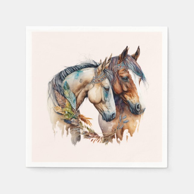 Two Beautiful Horses Western Boho Napkin (Front)
