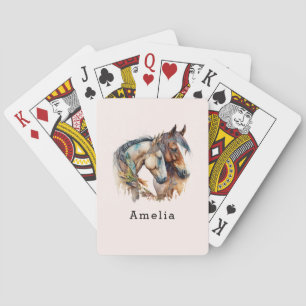 Two Beautiful Horses Western Boho Playing Cards