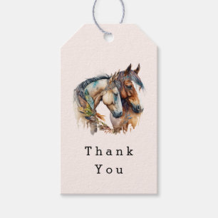 Two Beautiful Horses Western Boho Thank You Gift Tags