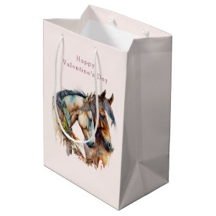 Two Beautiful Horses Western Boho Valentine's Day Medium Gift Bag