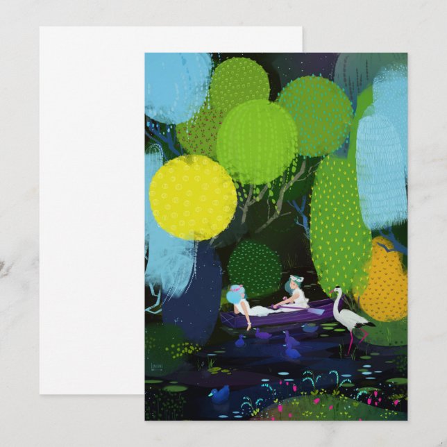 Two Beautiful Ladies in a Boat Invitation (Front/Back)