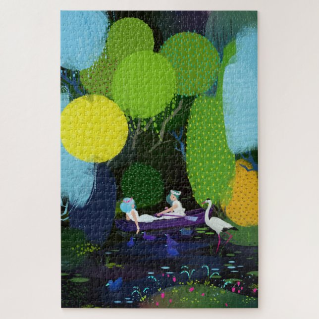 Two Beautiful Ladies in a Boat Jigsaw Puzzle (Vertical)