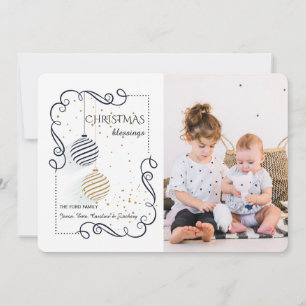 Two Beautiful Ornaments Photo Holiday Card