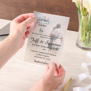 Two Become One Christian Photo Wedding Vellum Invitations