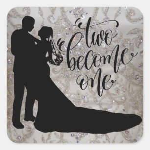 Two Become One Classic Round Sticker/Envelope Seal