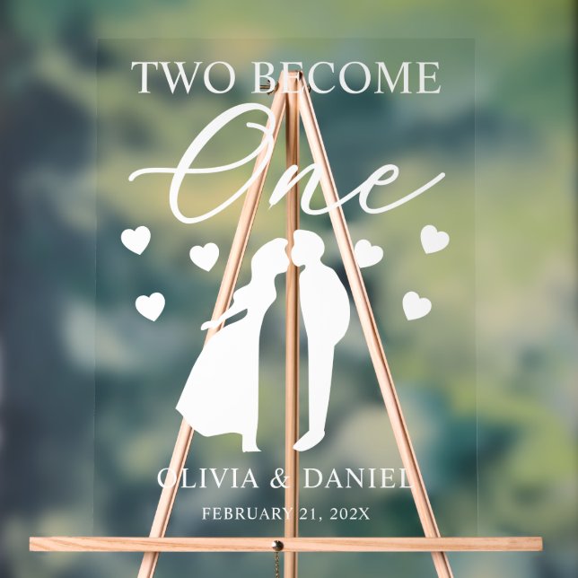 Two Become One Custom Wedding Acrylic Sign (Neutral)