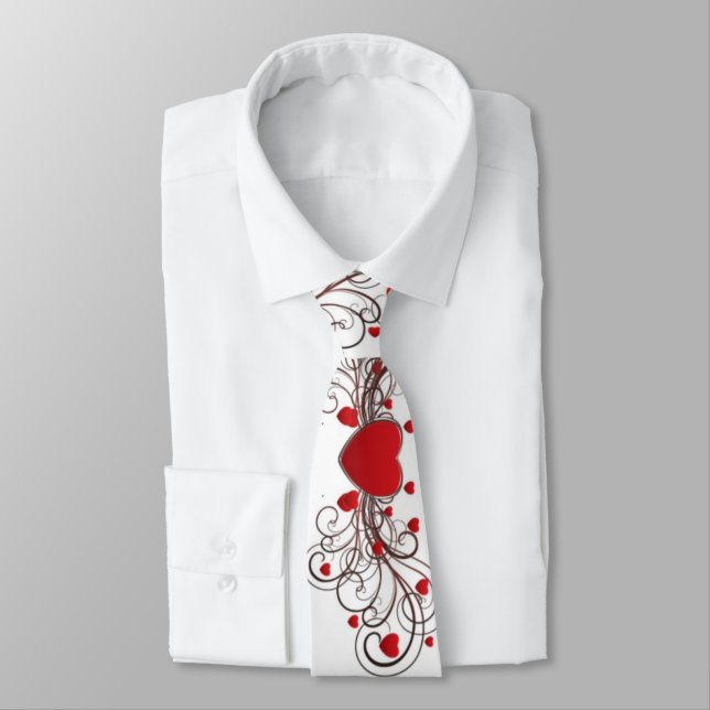 Two Become One Scrolled Hearts plain Tie (Tied)