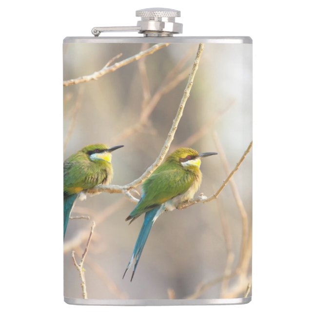 Two Bee-eaters Hip Flask (Front)