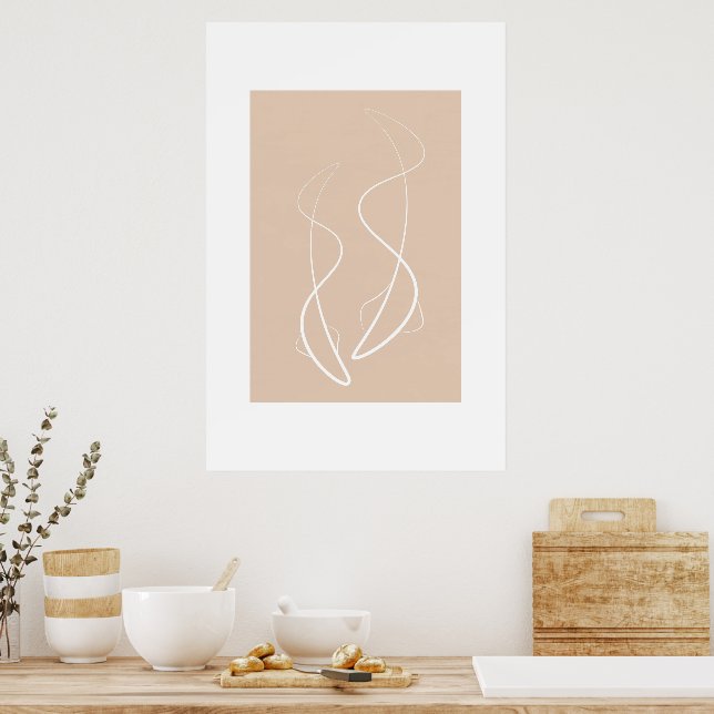 two beige fish abstract minimalistic downloadable  poster (Kitchen)