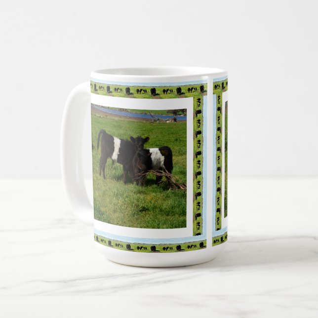 Two Belted Galloway Calves Framed, Coffee Mug (Front Left)