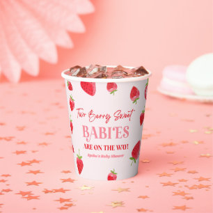 Two Berry Sweet Babies Strawberry Twin Baby Shower Paper Cups