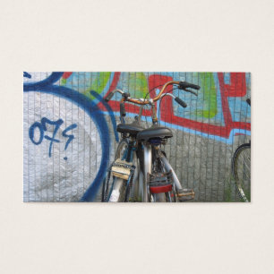 Two Bicycles and a Graffiti Wall Small Photo Card