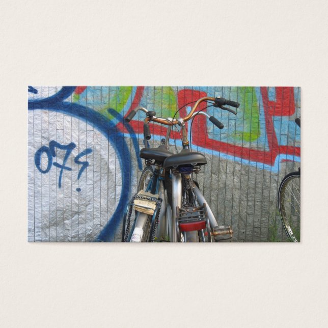 Two Bicycles and a Graffiti Wall Small Photo Card (Front)