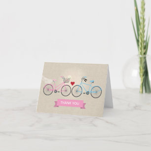 Two Bicycles Wedding Pink Thank You Card