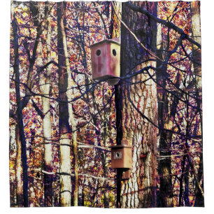 Two Birdhouses in the Autumn Woods