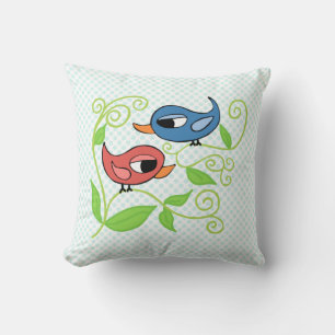 Two Birdies Polyester Throw Pillow 16" x 16"