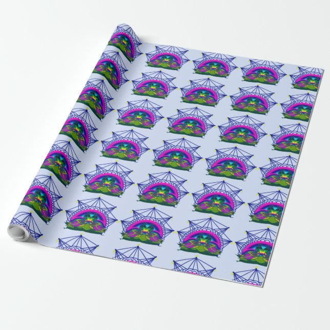 Two birds and leaf wrapping paper (Unrolled)