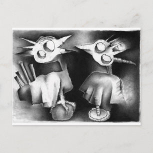 two birds in conversation. postcard