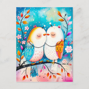 Two Birds in Love on a Branch Postcard