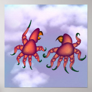 Two birds in spirited discussion. poster