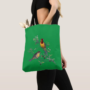 Two Birds on Flowering Branches, Tote Bag