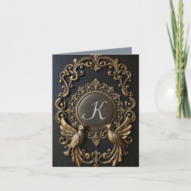 Two Birds Ornate Personalized Note Card (Front)