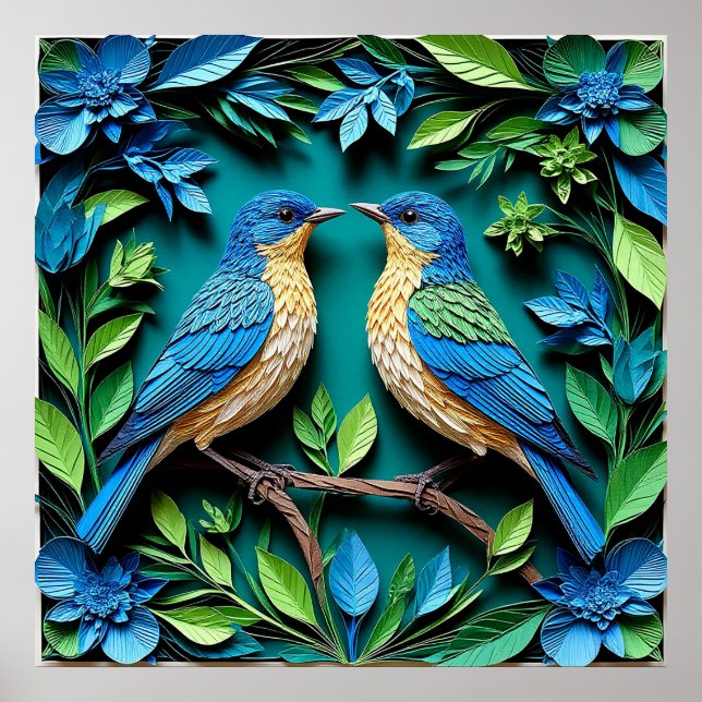 🕊️ Two Birds Paper Art Wall Decor Gift 🎁 (Front)