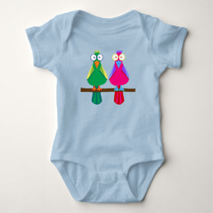 Two Birds Parrots Baby Bodysuit