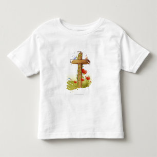 Two birds perching on a cross toddler t-shirt