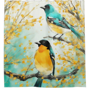 Two Birds Sitting on Tree Branch