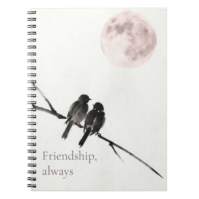 Two Birds Sumi-E | Friendship, Always | Notebook (Front)