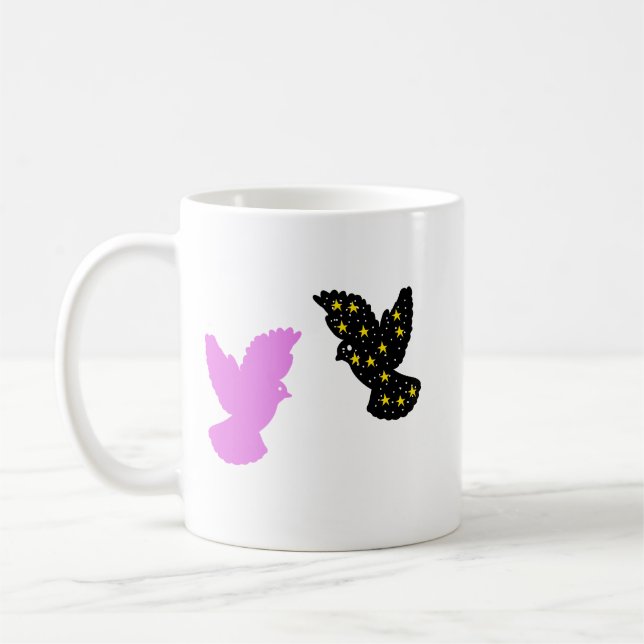 Two Birds Zodiac Mug • Twin Celestial Silhouettes (Left)