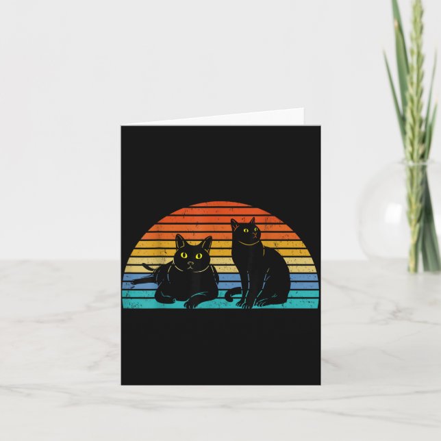 Two Black Cats Colourful Background Cat Lovers Card (Front)