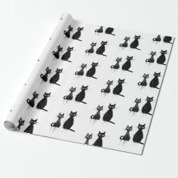 Two Black Cats Design Wrapping Paper