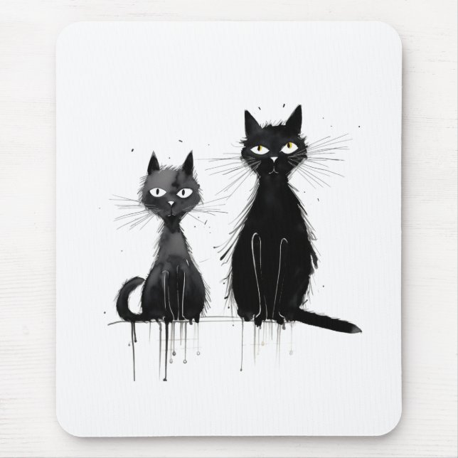 Two Black Cats  Mouse Pad (Front)