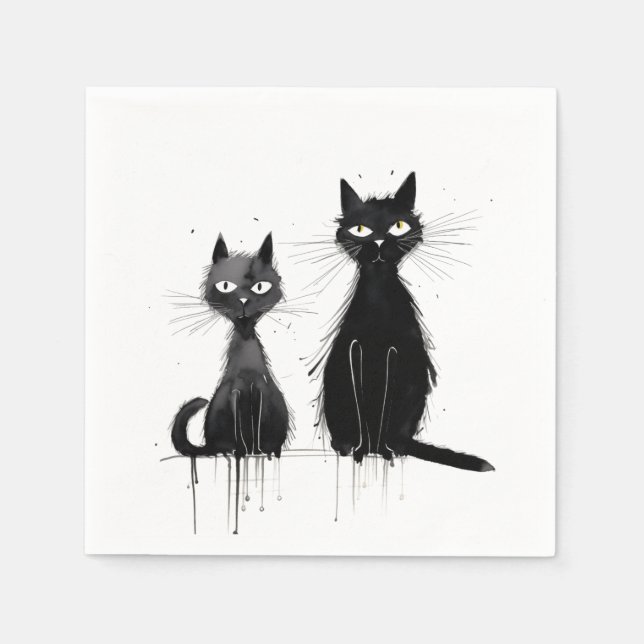 Two Black Cats Napkin (Front)