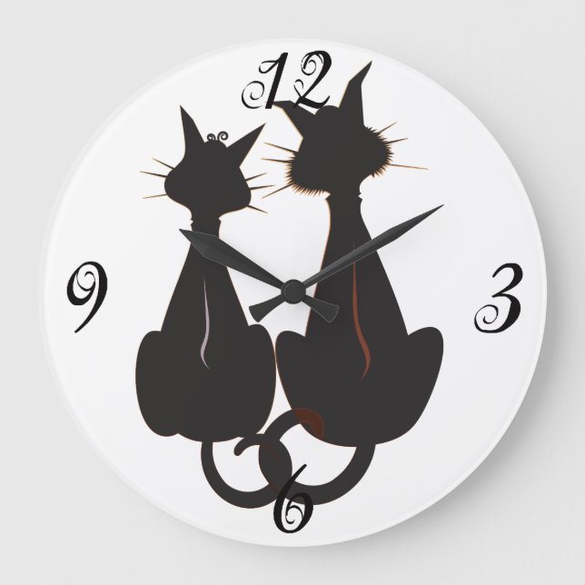 Two Black Cats Wall Clock (Front)