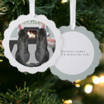 Two Black Labrador Retriever Christmas Ornament Card<br><div class="desc">A Christmas Holiday Ornament Card with beautiful black labrador dogs sat in front of a holiday themed fireplace. Labrador retriever dogs Holiday decoration cards,  a unique wonderful alternative to a traditional card from Ricaso - add your own text</div>
