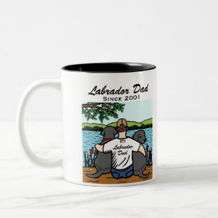 Two Black Labradors and Dad Two-Tone Coffee Mug
