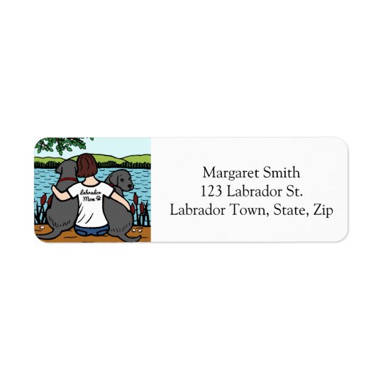 Two Black Labradors and Mom Short Return Address Label